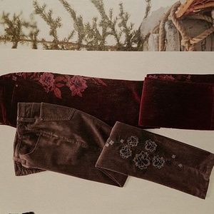 SUNDANCE CATALOG DAY AND NIGHT POSH VELVETEEN JEAN WITH EMBROIDERY